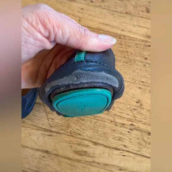 Tieks 100% leather California navy ballet flats teal sole foldable - Picture 12 of 16